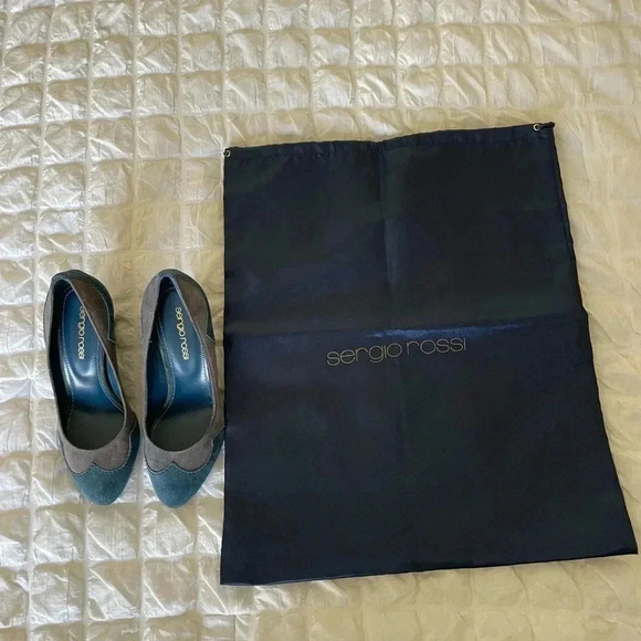 Sergio Rossi color block suede leather wedge shoes - Picture 2 of 10